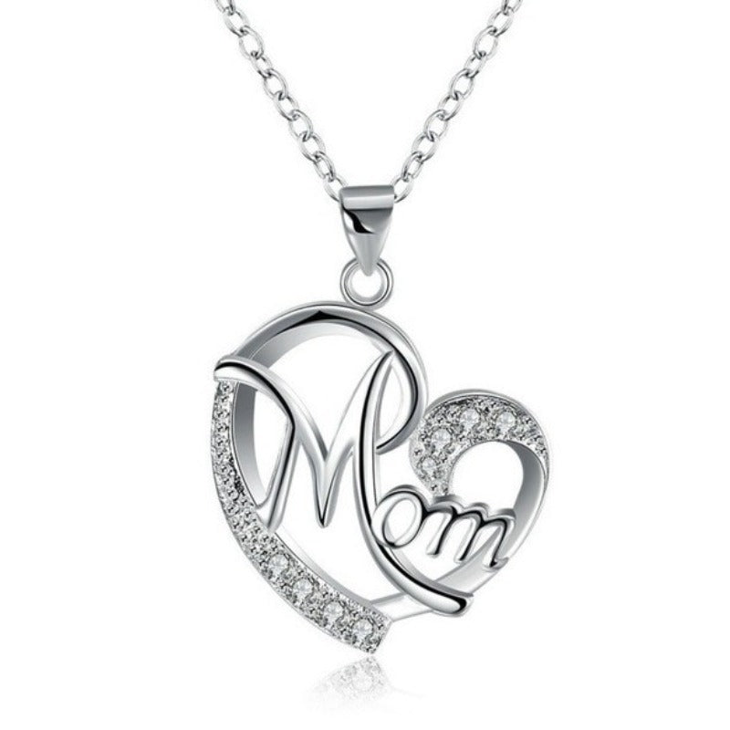 Wholesale Heart Shaped Heart-shaped Heart Set with Diamond Letters Clavicle Chain